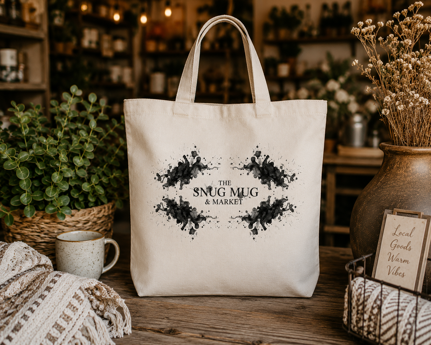 Canvas Tote Bag — 'The Snug Mug & Market'