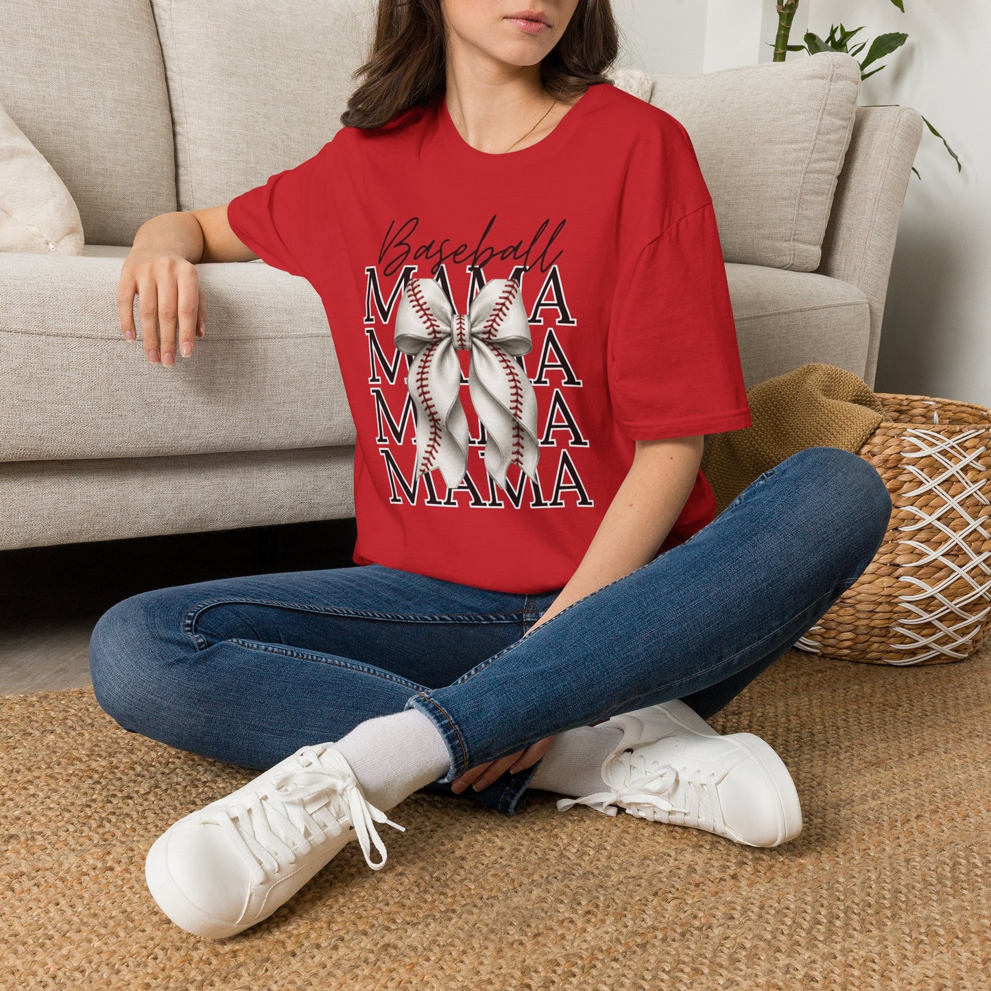 Bow Baseball Mama T-Shirt