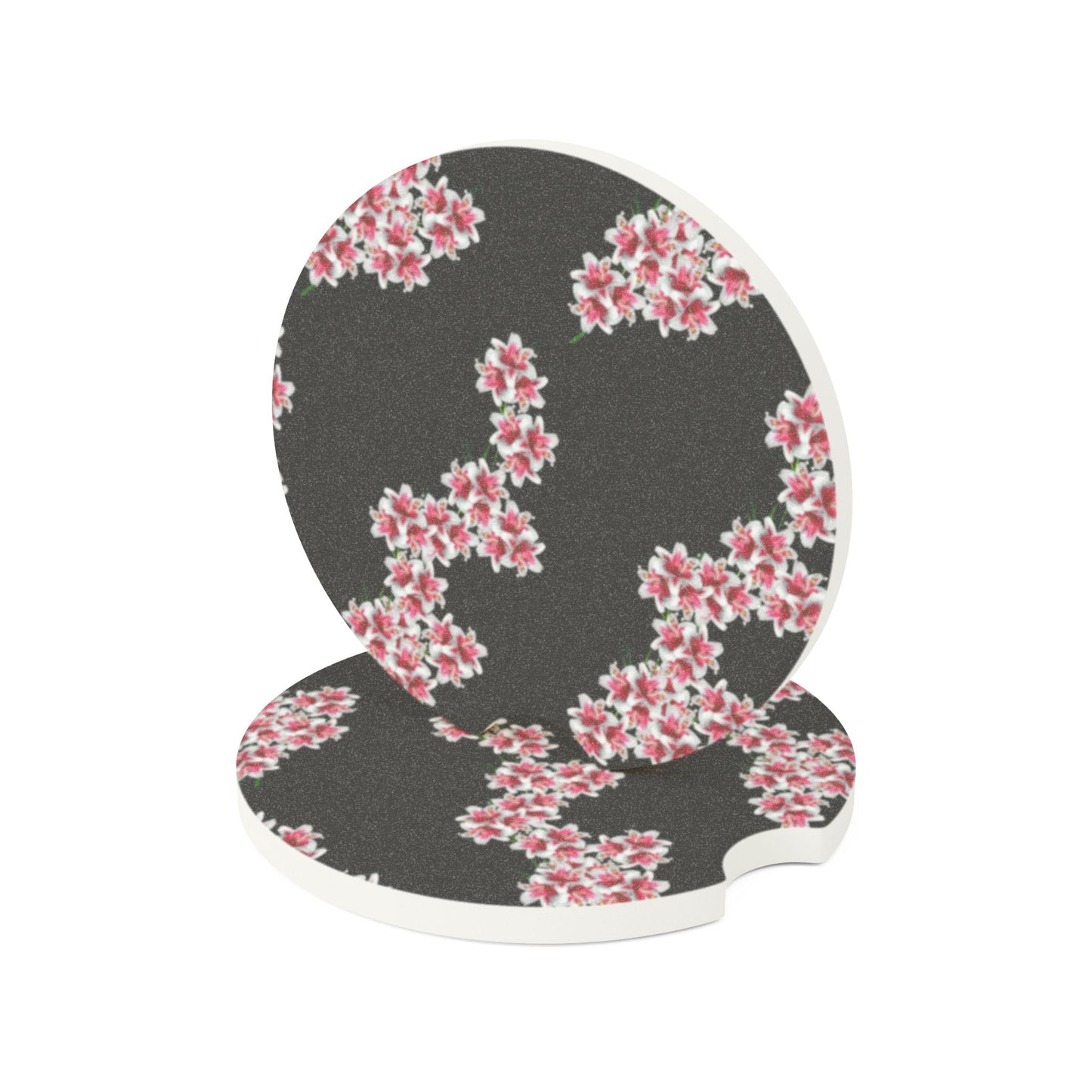 Soapstone Car Coaster — Cherry Blossom Pattern Car Cup Holder Coaster