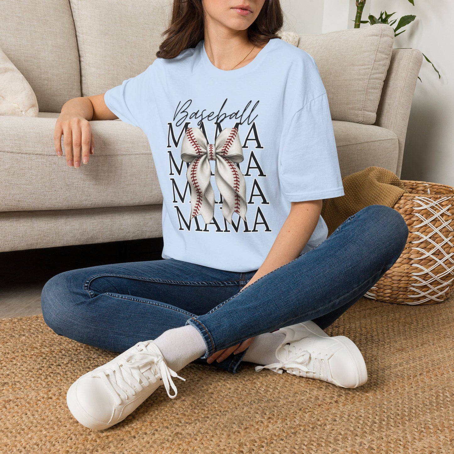 Bow Baseball Mama T-Shirt