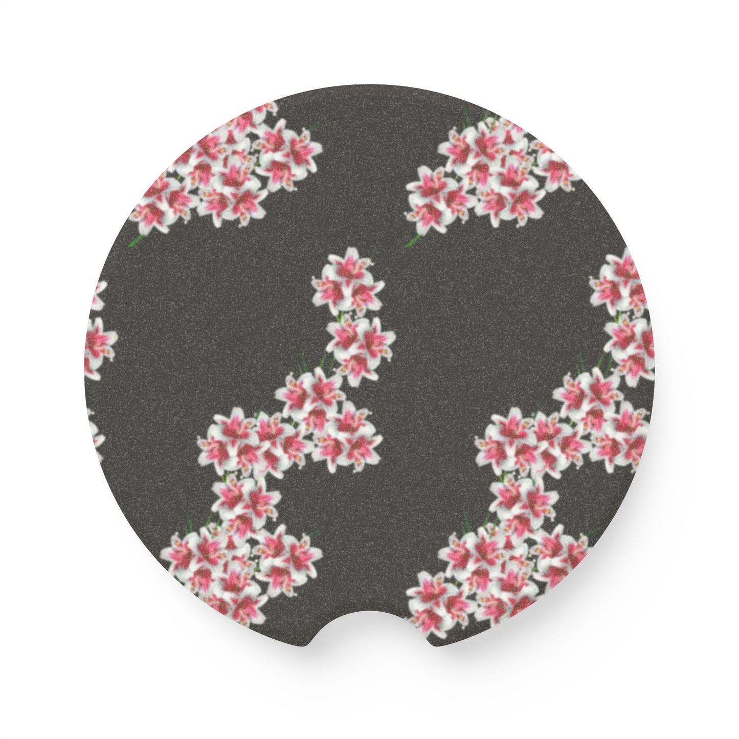 Soapstone Car Coaster — Cherry Blossom Pattern Car Cup Holder Coaster
