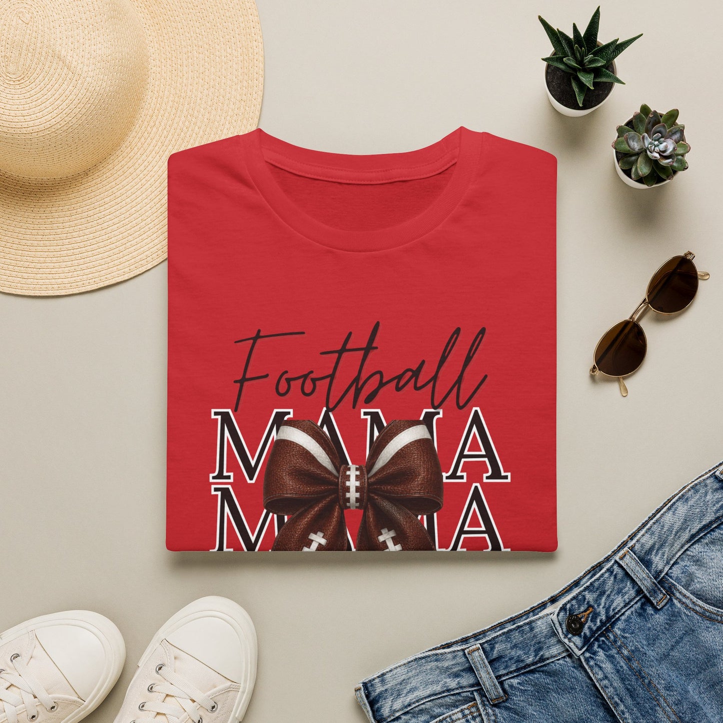 Bow Football Mama T-Shirt