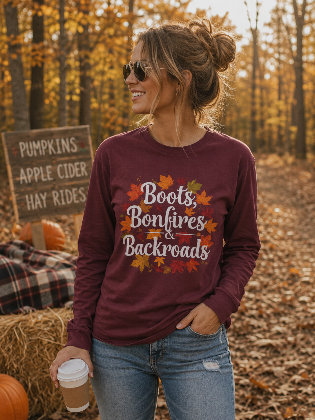 Boots Bonfires & Backroads Long Sleeve Tee
