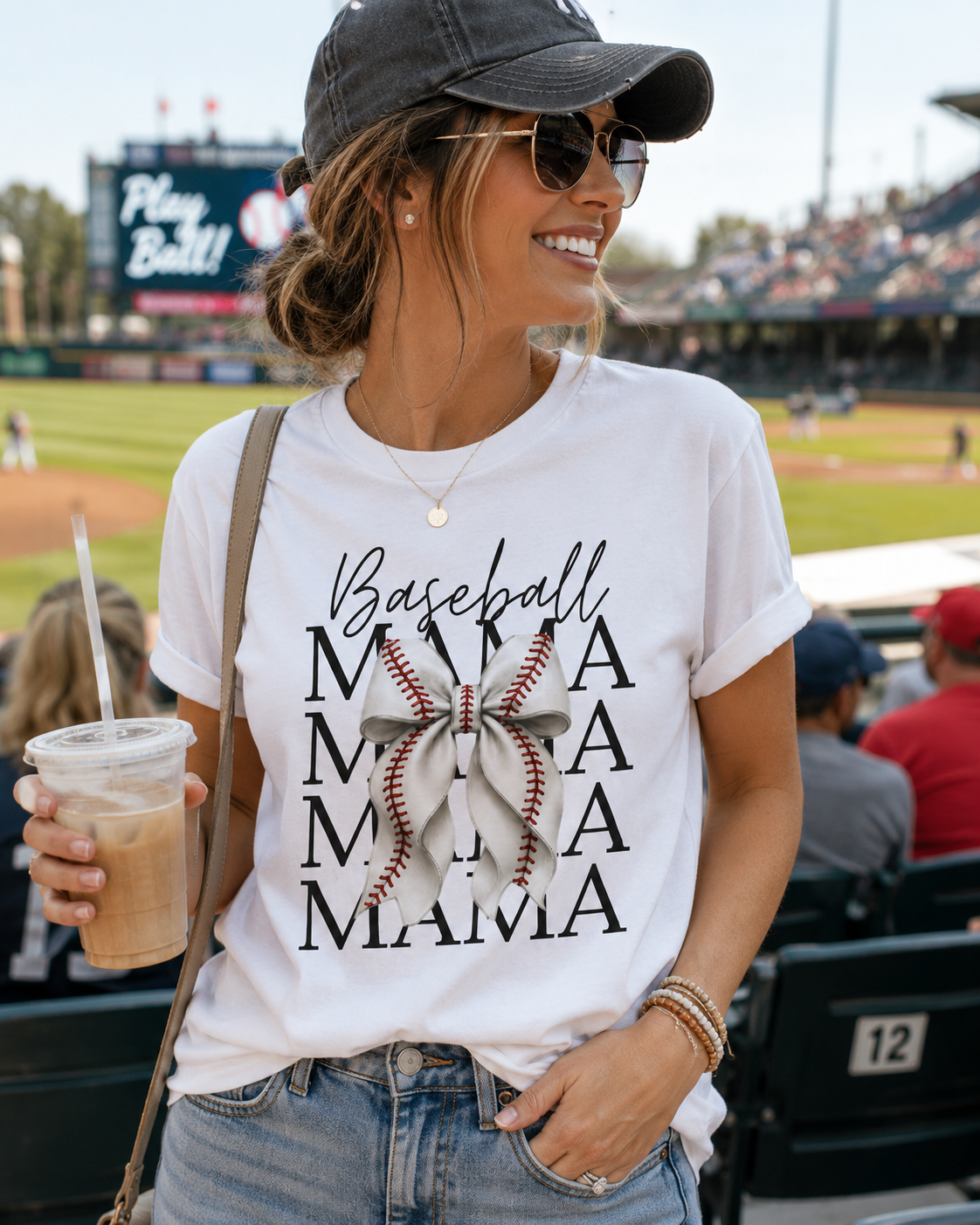 Bow Baseball Mama T-Shirt