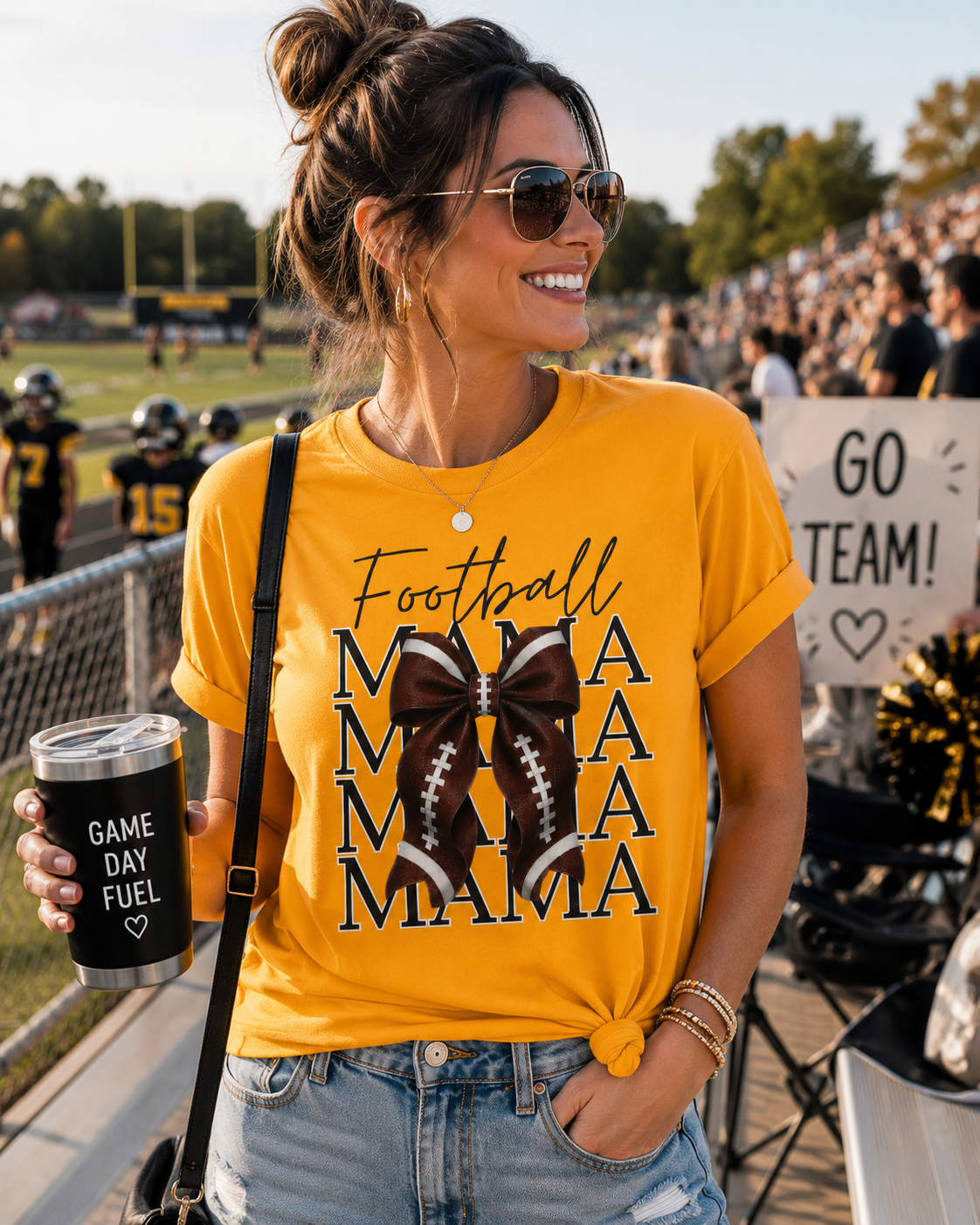 Bow Football Mama T-Shirt