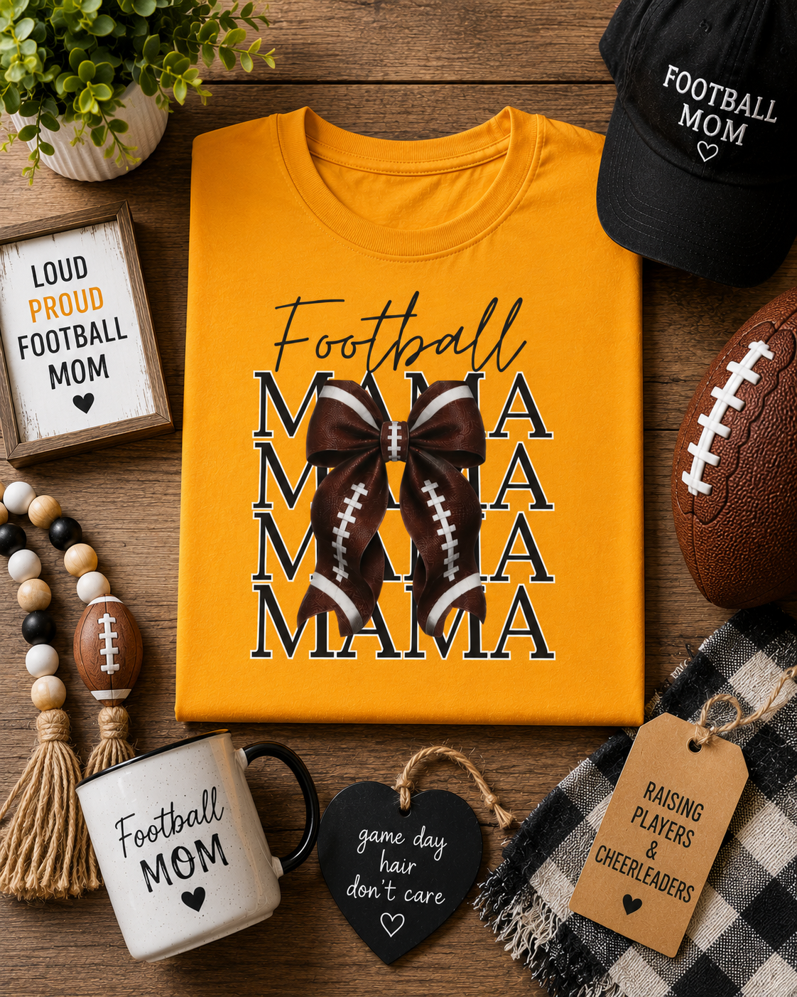 Bow Football Mama T-Shirt