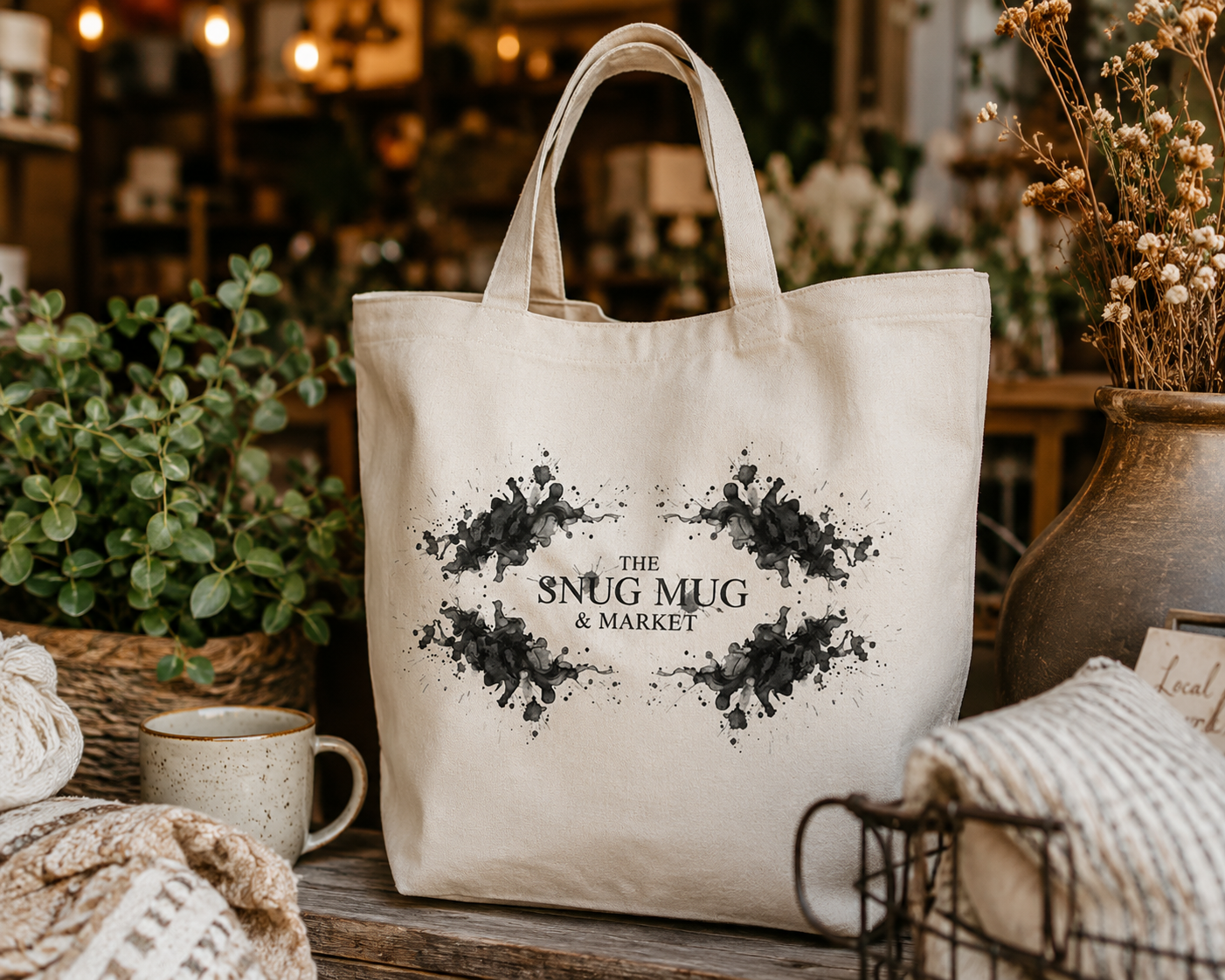 Canvas Tote Bag — 'The Snug Mug & Market'