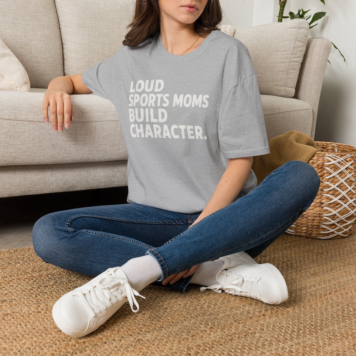 "Loud Sports Moms Build Character." Fan Mom Tee