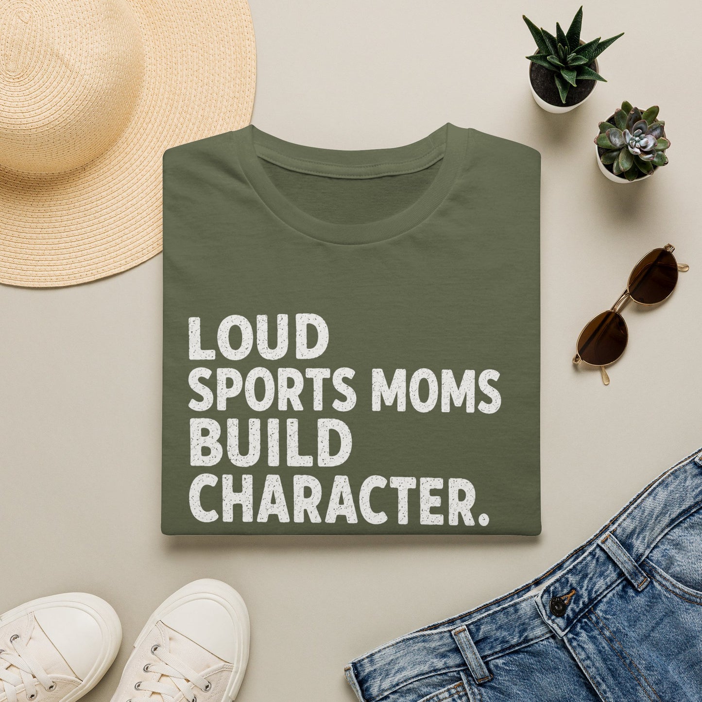 "Loud Sports Moms Build Character." Fan Mom Tee