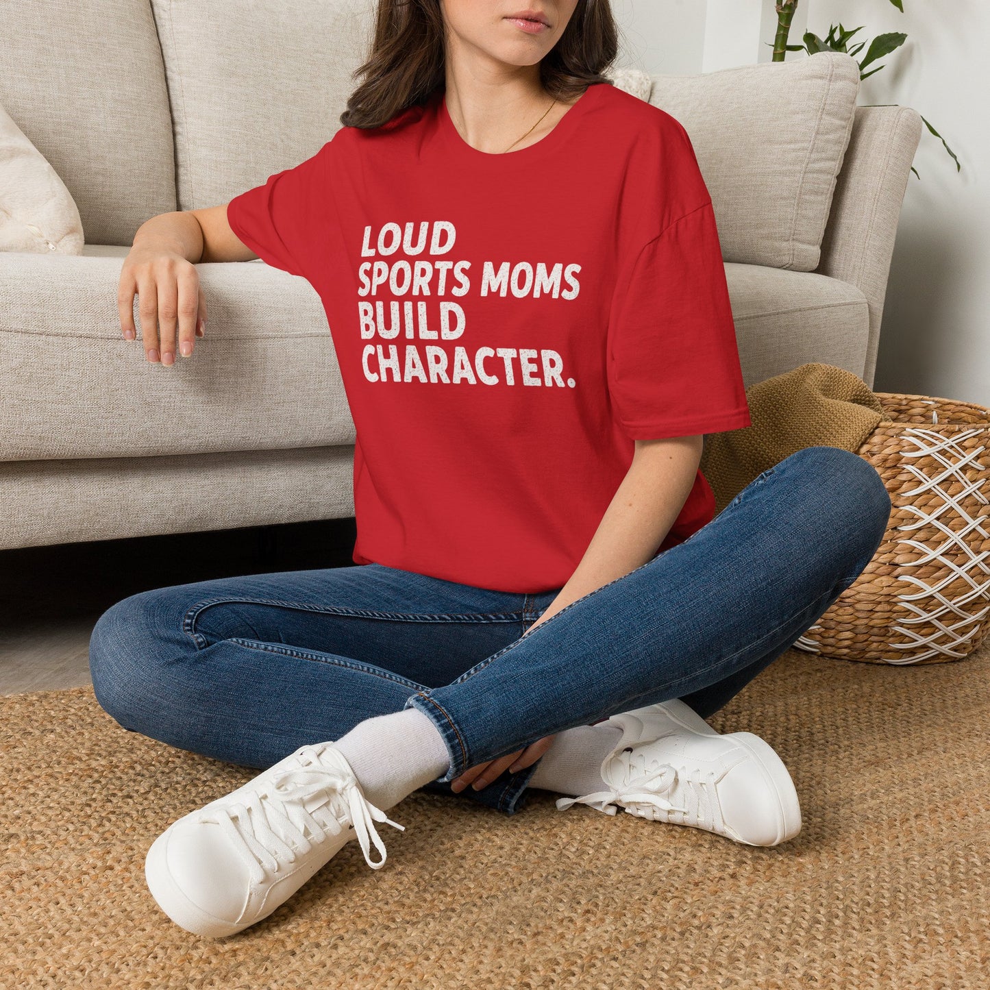 "Loud Sports Moms Build Character." Fan Mom Tee