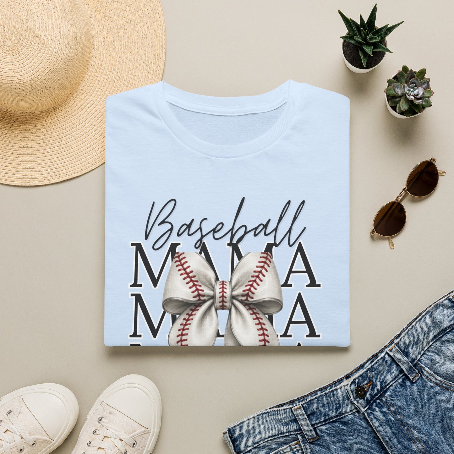 Bow Baseball Mama T-Shirt