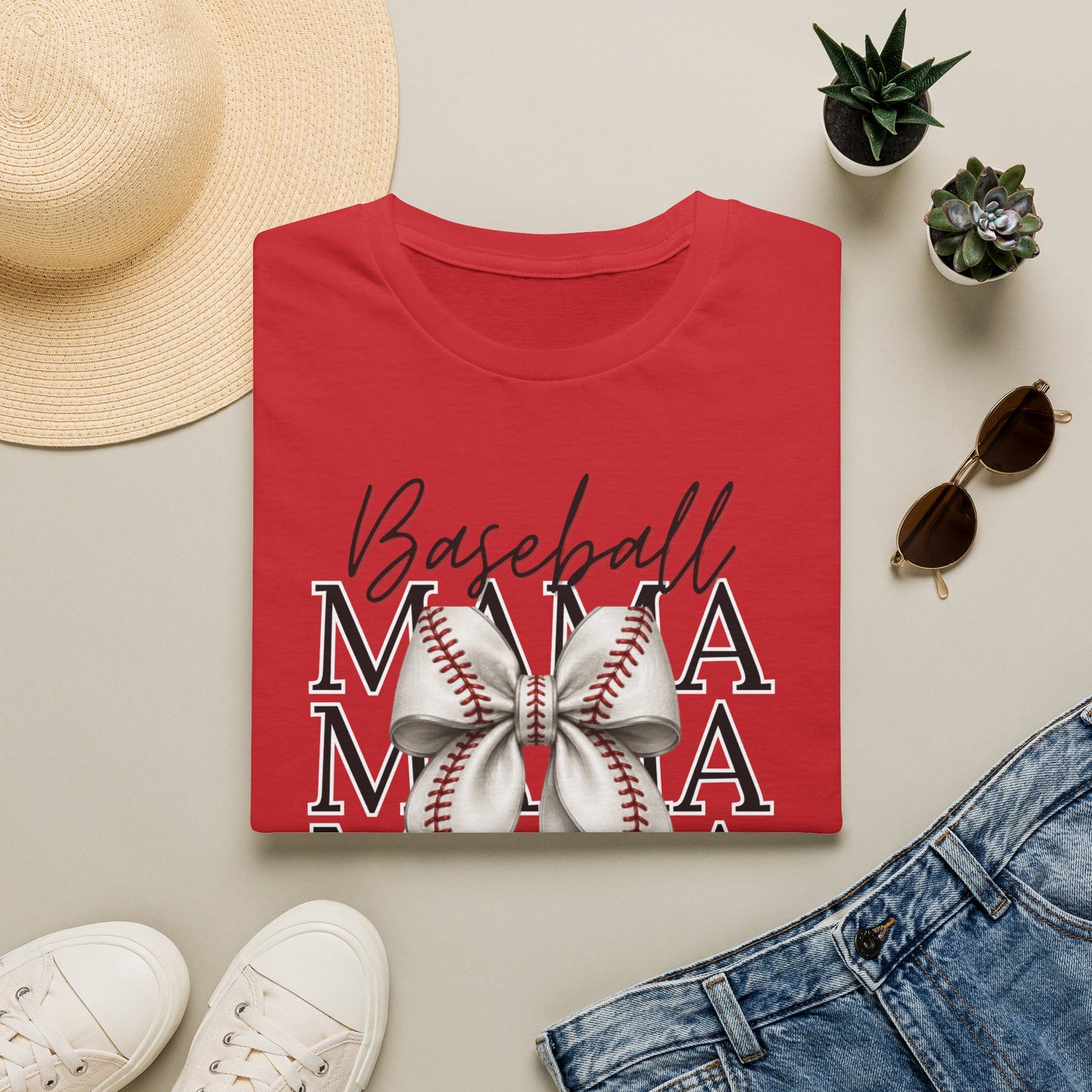 Bow Baseball Mama T-Shirt