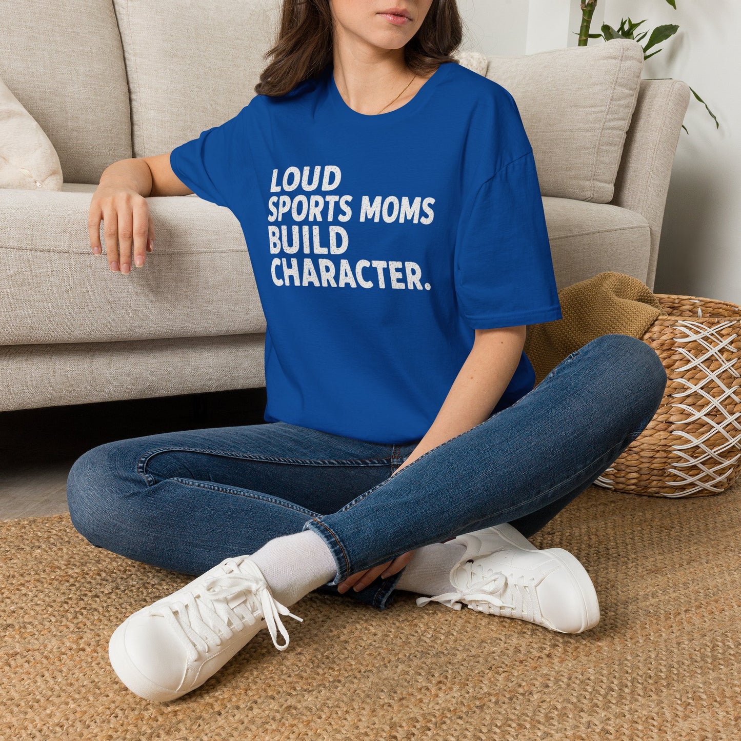 "Loud Sports Moms Build Character." Fan Mom Tee