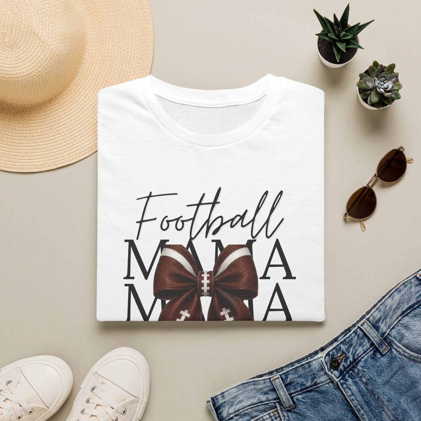 Bow Football Mama T-Shirt